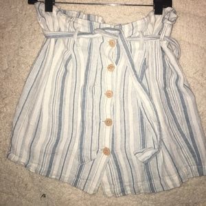 Paperbag White and Blue Striped Skirt